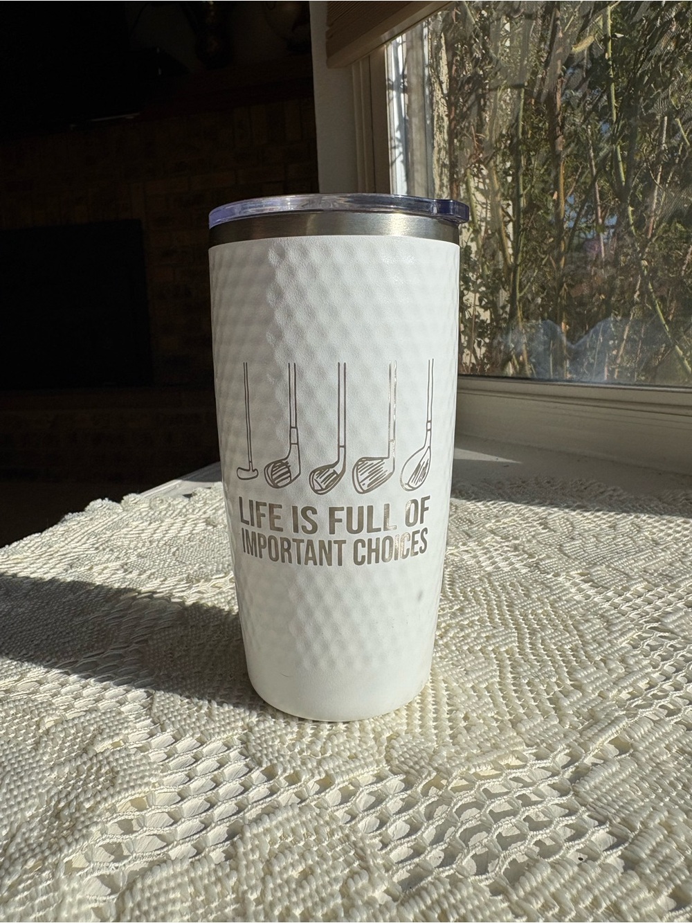 White Golf-Themed Insulated Tumbler - Life Is Full of Important Choices